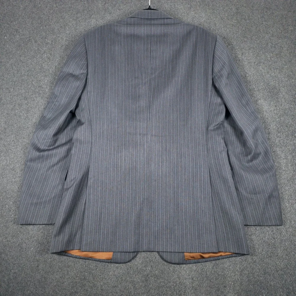 Jos A Bank Pinstripe Blazer Mens 40 Long Grey Metropolitan 100% Wool Slim Fit